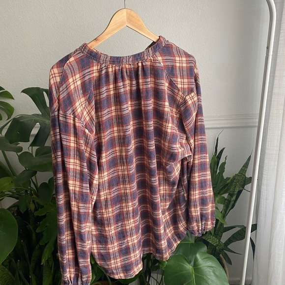 Free People Northern Bound Button Down Plaid Blouse - Picture 4 of 7